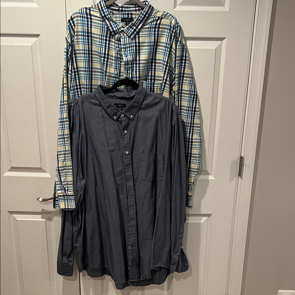 Lot of 2 - Club Room Blue and Plaid Casual Shirts